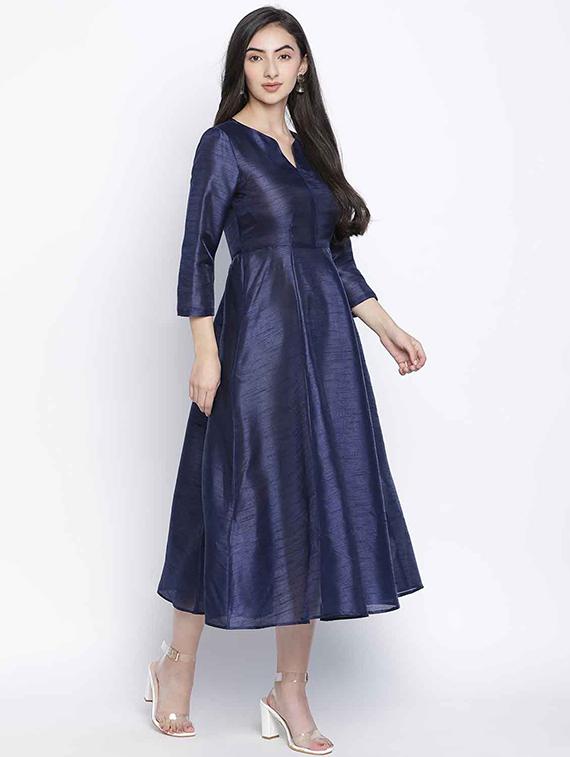 notch neck solid a-line dress - 18039724 - Zoom Image - 3