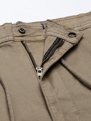 brown solid cargos casual trouser - 18039815 - Standard Image - 5