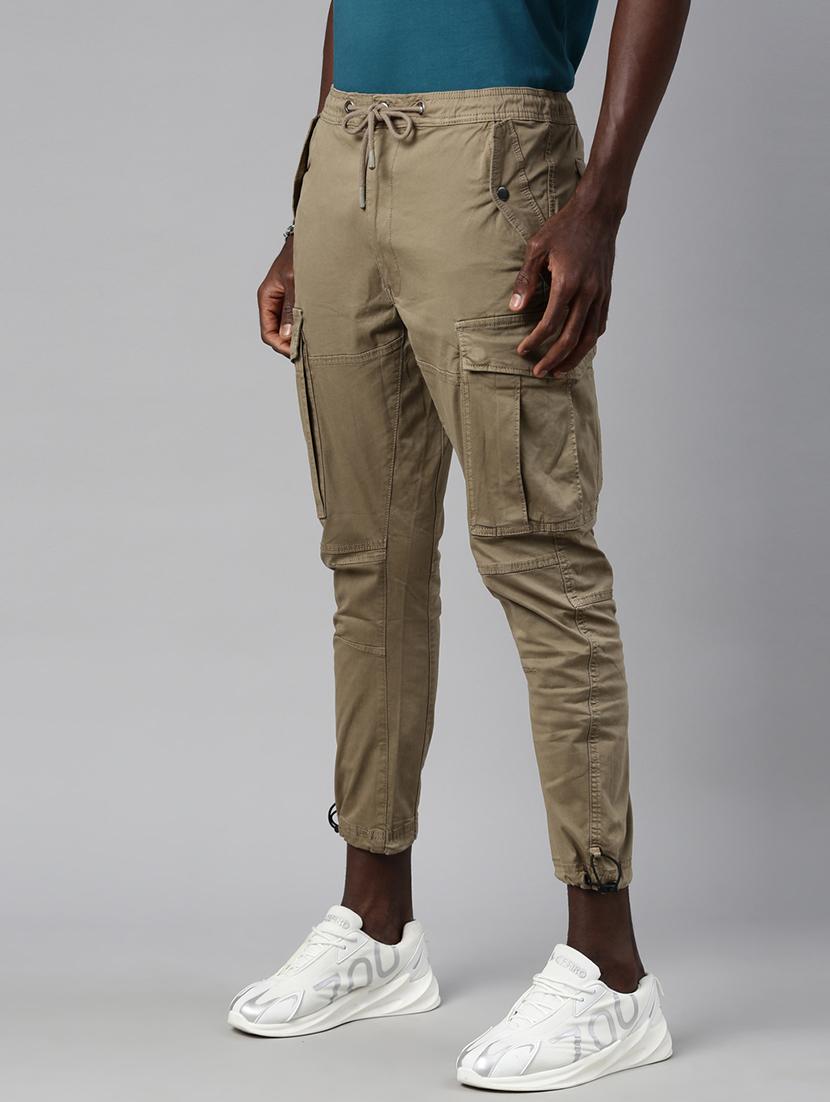 brown solid cargos casual trouser - 18039815 - Zoom Image - 2
