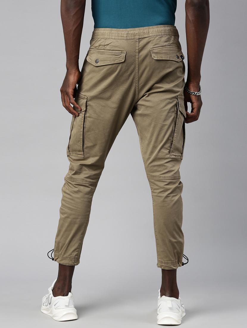 brown solid cargos casual trouser - 18039815 - Zoom Image - 3