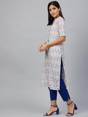 bani women blue straight kurta care - 18040943 - Standard Image - 3