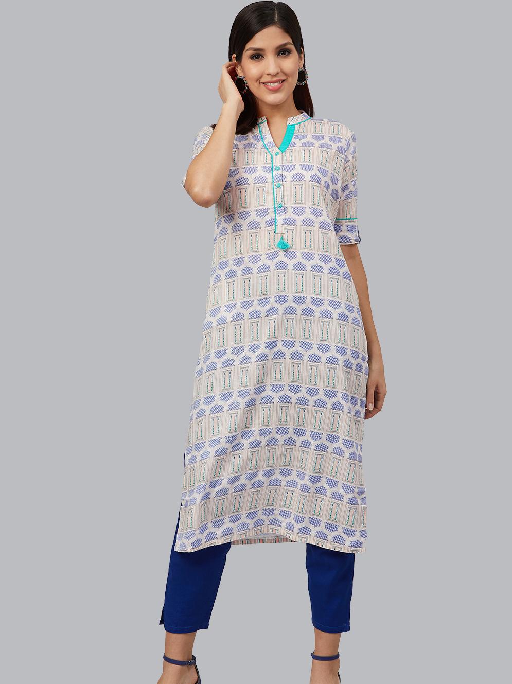 bani women blue straight kurta care - 18040943 - Zoom Image - 6