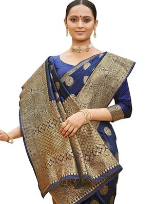 jacquard work woven saree with blouse - 18041176 - Standard Image - 4