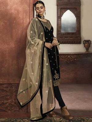 black georgette sharara suits semistitched suit - 18041214 - Standard Image - 2