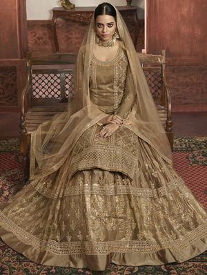 beige net sharara suits semistitched suit - 18041217 - Standard Image - 3