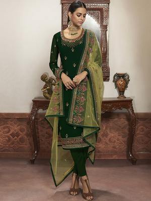 green georgette sharara suits semistitched suit - 18041218 - Standard Image - 2