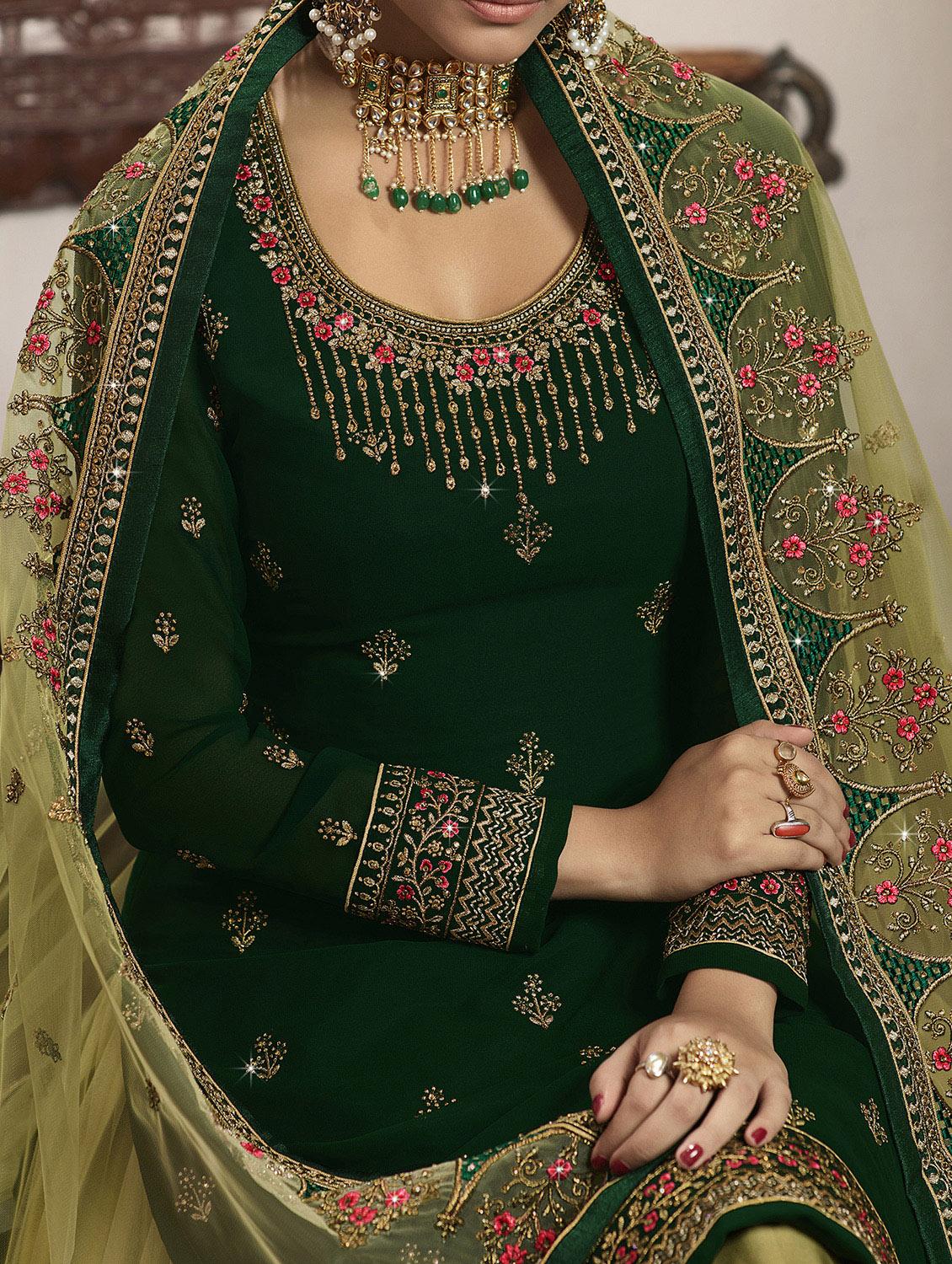 green georgette sharara suits semistitched suit - 18041218 - Zoom Image - 4