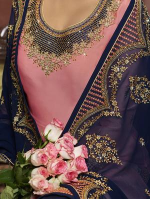 pink satin sharara suits semistitched suit - 18041219 - Standard Image - 4