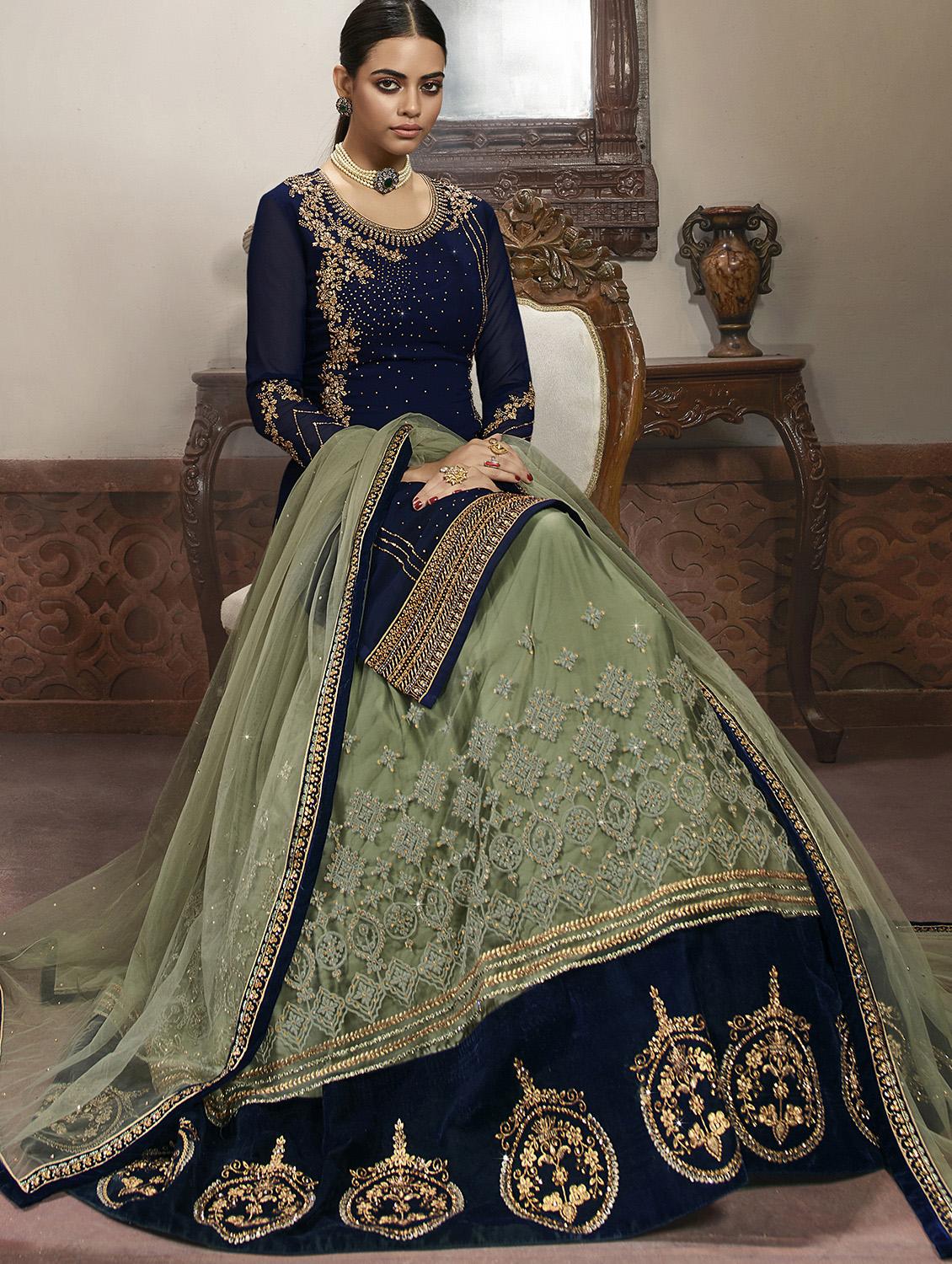 blue georgette sharara suits semistitched suit - 18041222 - Zoom Image - 3