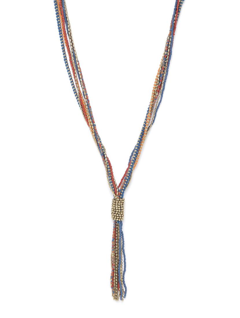 blue beaded tasseled necklace - 18041706 - Zoom Image - 2