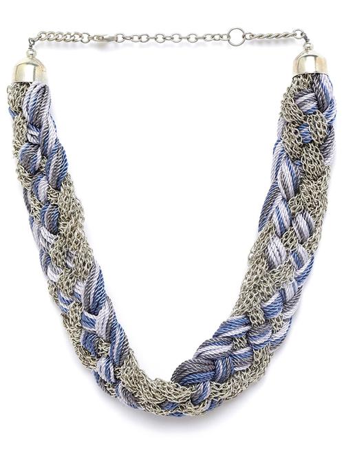 blue & grey silver-plated braided necklace - 18041857 - Standard Image - 1