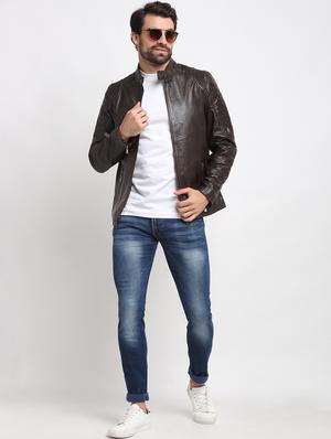 black solid leather biker jacket - 18041968 - Standard Image - 4