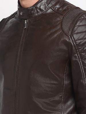 black solid leather biker jacket - 18041968 - Standard Image - 5