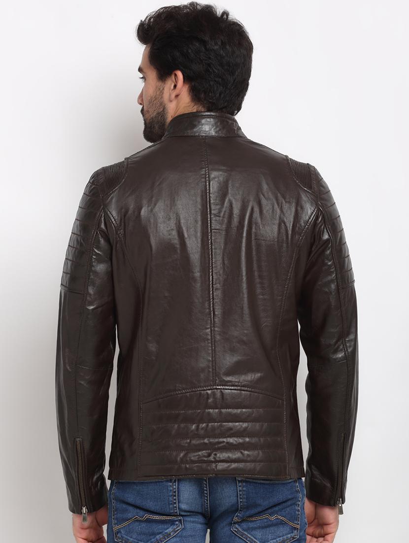 black solid leather biker jacket - 18041968 - Zoom Image - 3