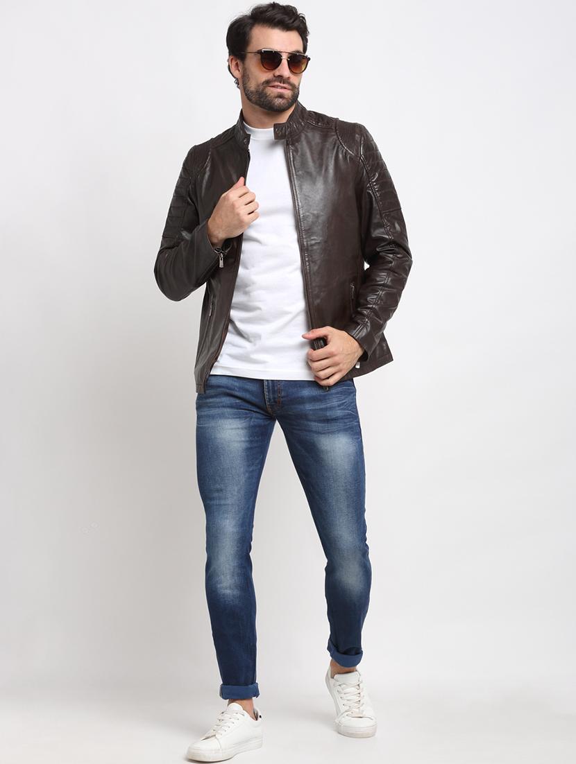black solid leather biker jacket - 18041968 - Zoom Image - 4