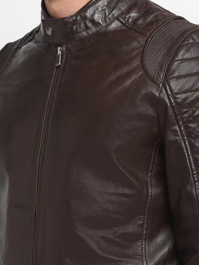 black solid leather biker jacket - 18041968 - Zoom Image - 5