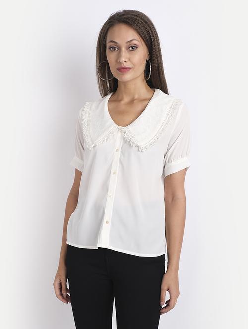 v-neck solid top - 18042061 - Standard Image - 1