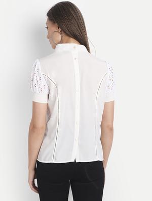 mock neck mesh top - 18042071 - Standard Image - 3