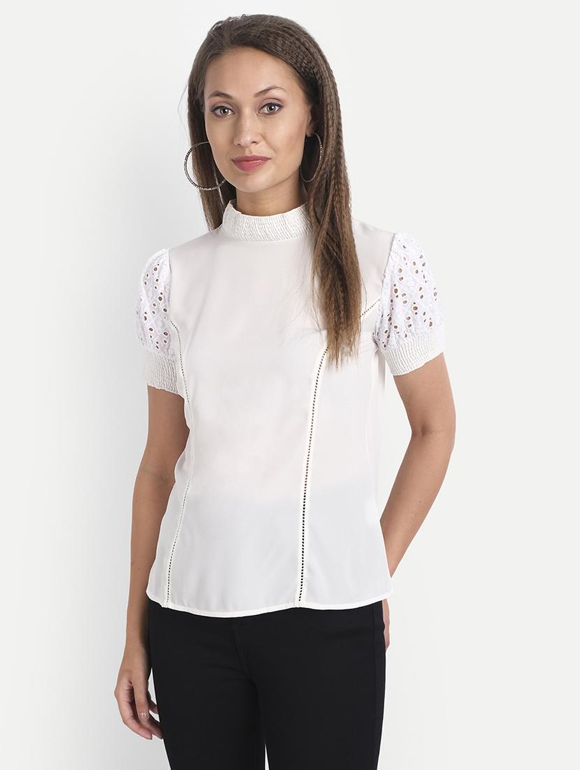 mock neck mesh top - 18042071 - Zoom Image - 2