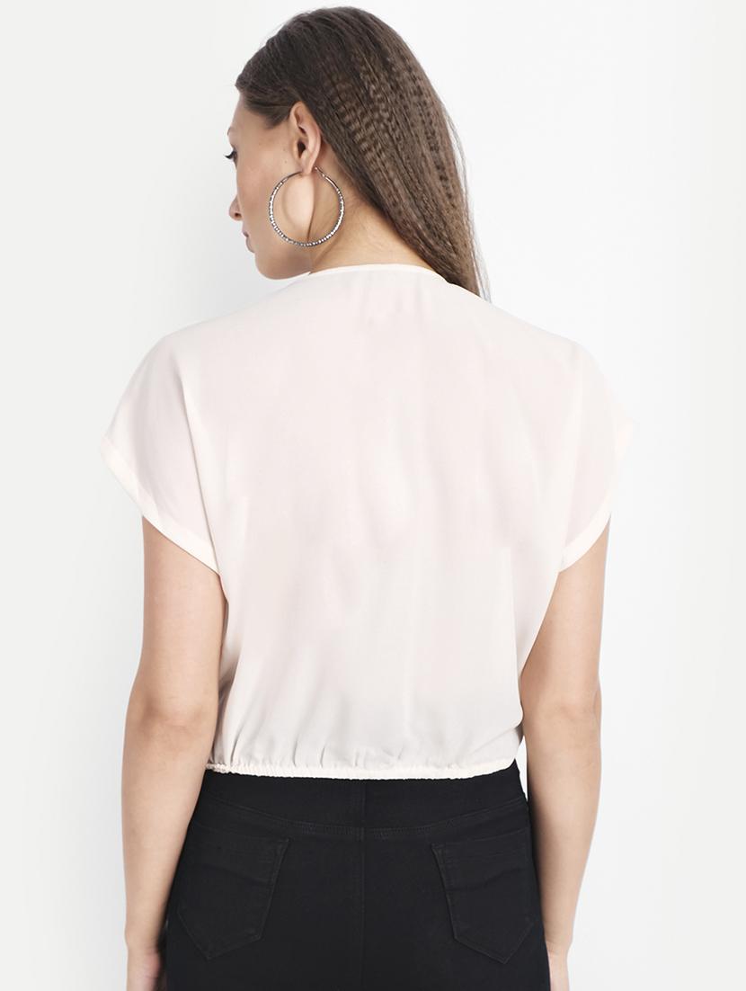round neck embellished crop top - 18042074 - Zoom Image - 3