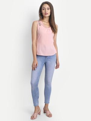 round neck embellished top - 18042077 - Standard Image - 4