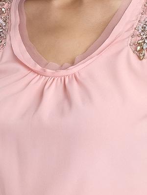 round neck embellished top - 18042077 - Standard Image - 5