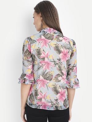 tie up neck floral top - 18042079 - Standard Image - 3