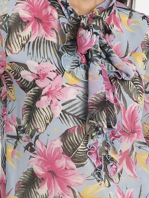 tie up neck floral top - 18042079 - Zoom Image - 5