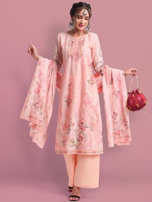 floral unstitched suit - 18042097 - Standard Image - 2