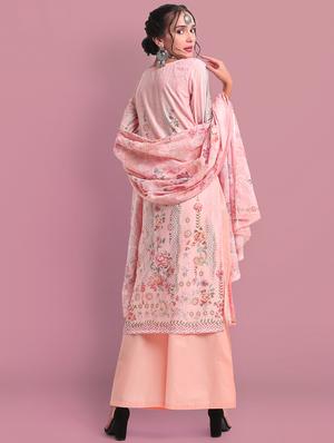 floral unstitched suit - 18042097 - Standard Image - 3
