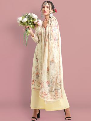 floral printed unstitched suit - 18042099 - Standard Image - 2