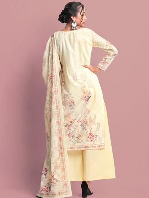 floral printed unstitched suit - 18042099 - Standard Image - 3