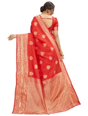 self design woven saree with blouse - 18042117 - Standard Image - 2