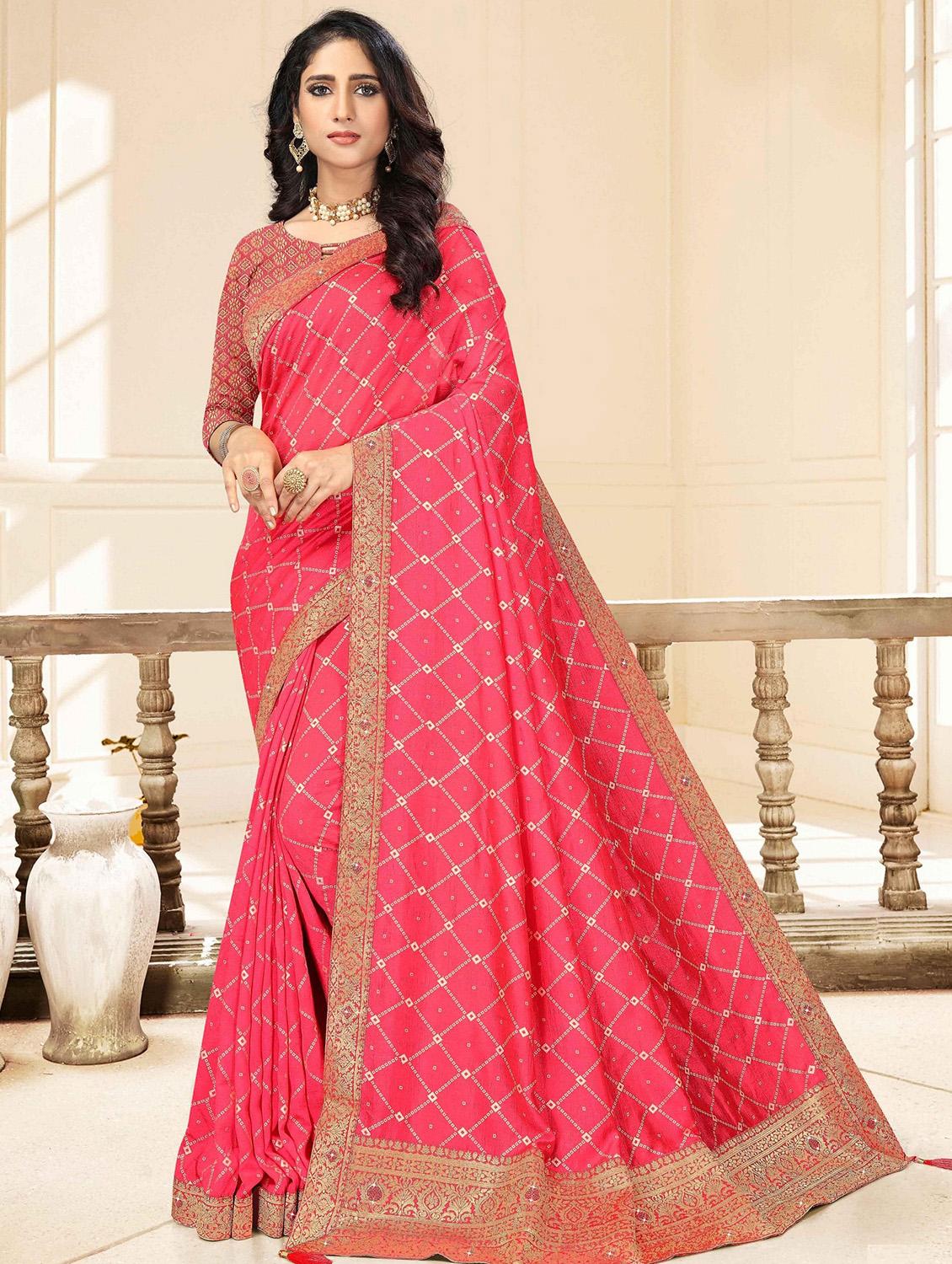bandhani printed saree with blouse - 18042225 - Zoom Image - 1