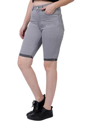 mid rise solid denim capri - 18042432 - Standard Image - 2