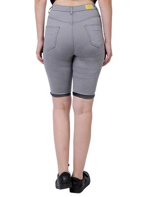 mid rise solid denim capri - 18042432 - Standard Image - 3