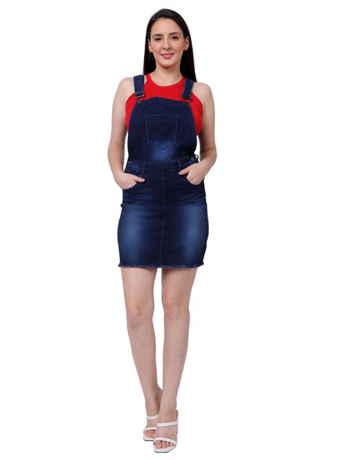 blue solid denim dress - 18042435 - Standard Image - 1