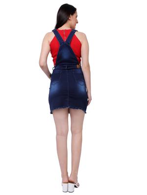 blue solid denim dress - 18042435 - Standard Image - 3