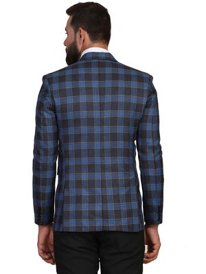 blue checkered single breasted formal blazer - 18042875 - Standard Image - 3