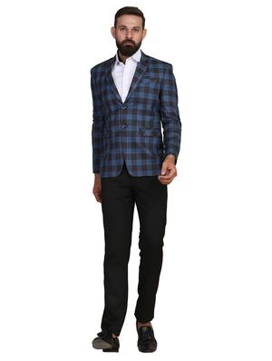 blue checkered single breasted formal blazer - 18042875 - Standard Image - 4