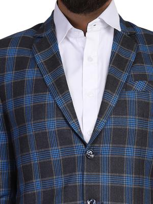 blue checkered single breasted formal blazer - 18042875 - Standard Image - 5