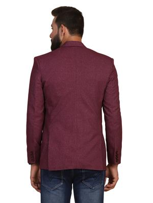 maroon solid single breasted formal blazer - 18042882 - Standard Image - 3