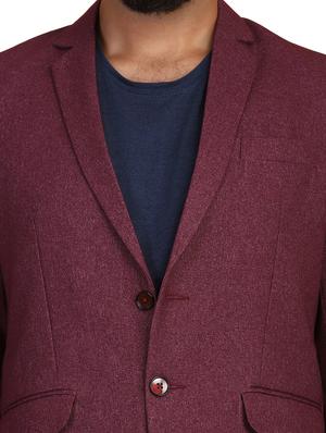 maroon solid single breasted formal blazer - 18042882 - Standard Image - 5