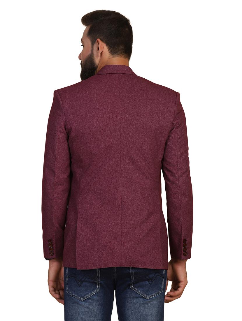maroon solid single breasted formal blazer - 18042882 - Zoom Image - 3