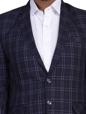 navy blue checkered single breasted formal blazer - 18042885 - Standard Image - 5