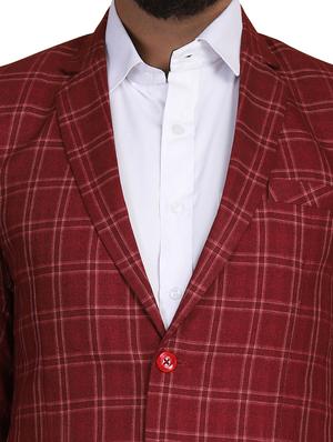 maroon checkered single breasted formal blazer - 18042886 - Standard Image - 5