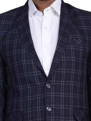 navy blue checkered single breasted formal blazer - 18042901 - Standard Image - 5