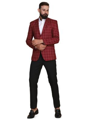 red checkered single breasted formal blazer - 18042902 - Standard Image - 4