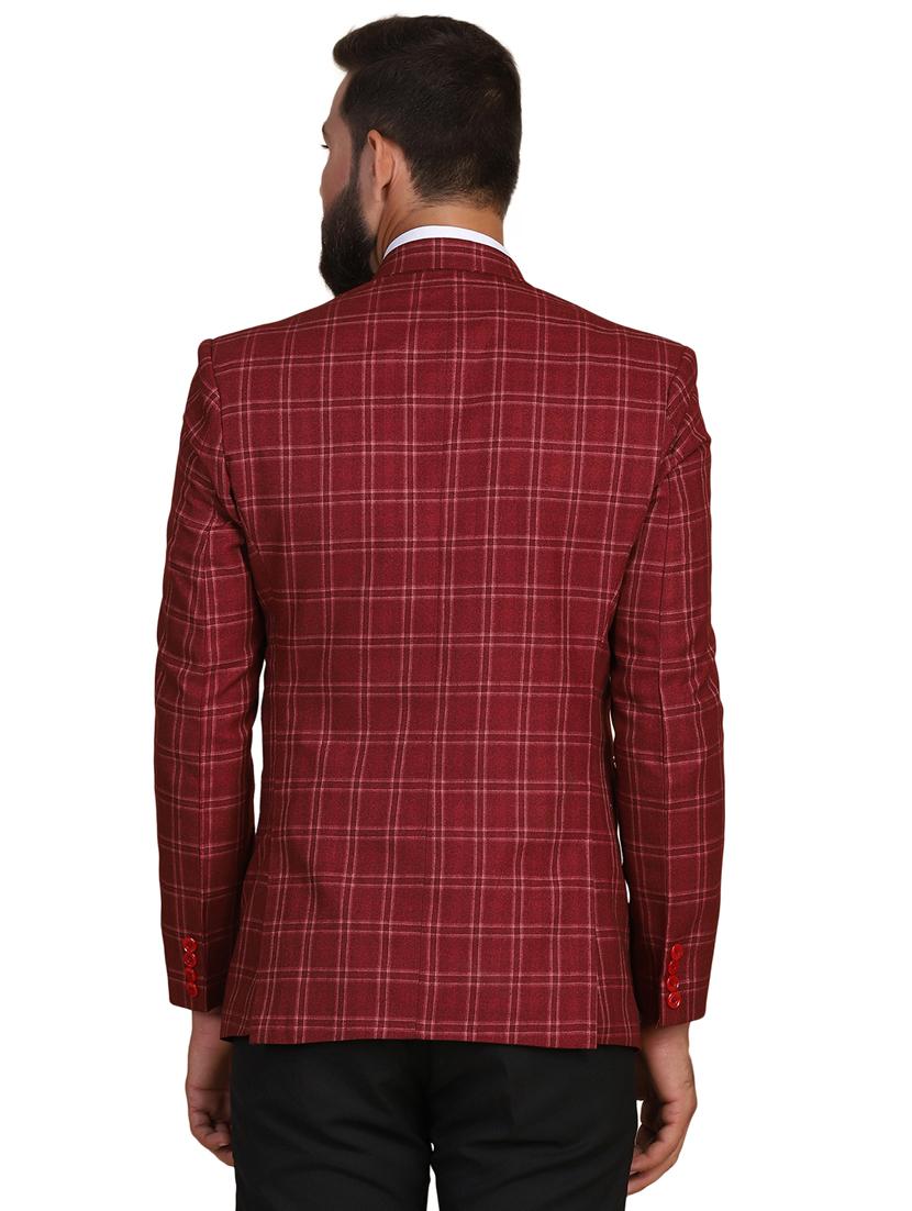 red checkered single breasted formal blazer - 18042902 - Zoom Image - 3