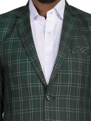green checkered single breasted formal blazer - 18042903 - Standard Image - 5